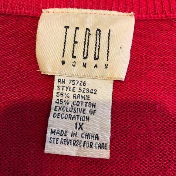 Vintage red white blue American flag button front cardigan size 1X 4th of July - Picture 10 of 14